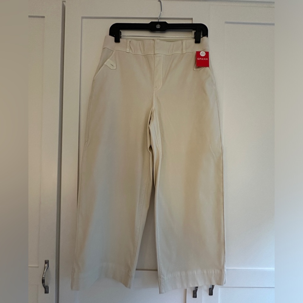 Spanx stretch twill cropped wide leg pants